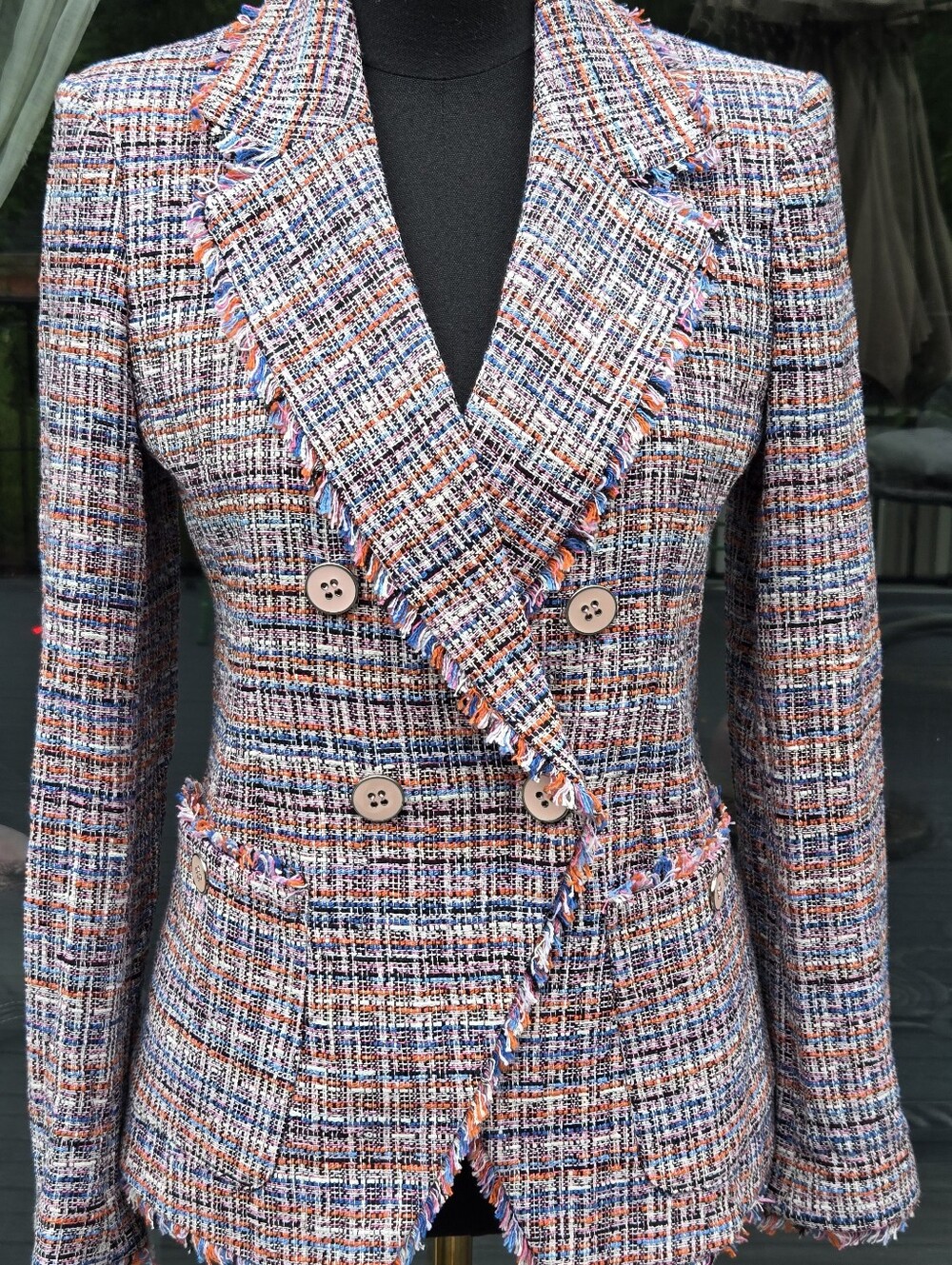 Veronica Beard Theron Tweed Blazer Jacket Size 6 Multi Double Breasted NWT $650 - Picture 6 of 16